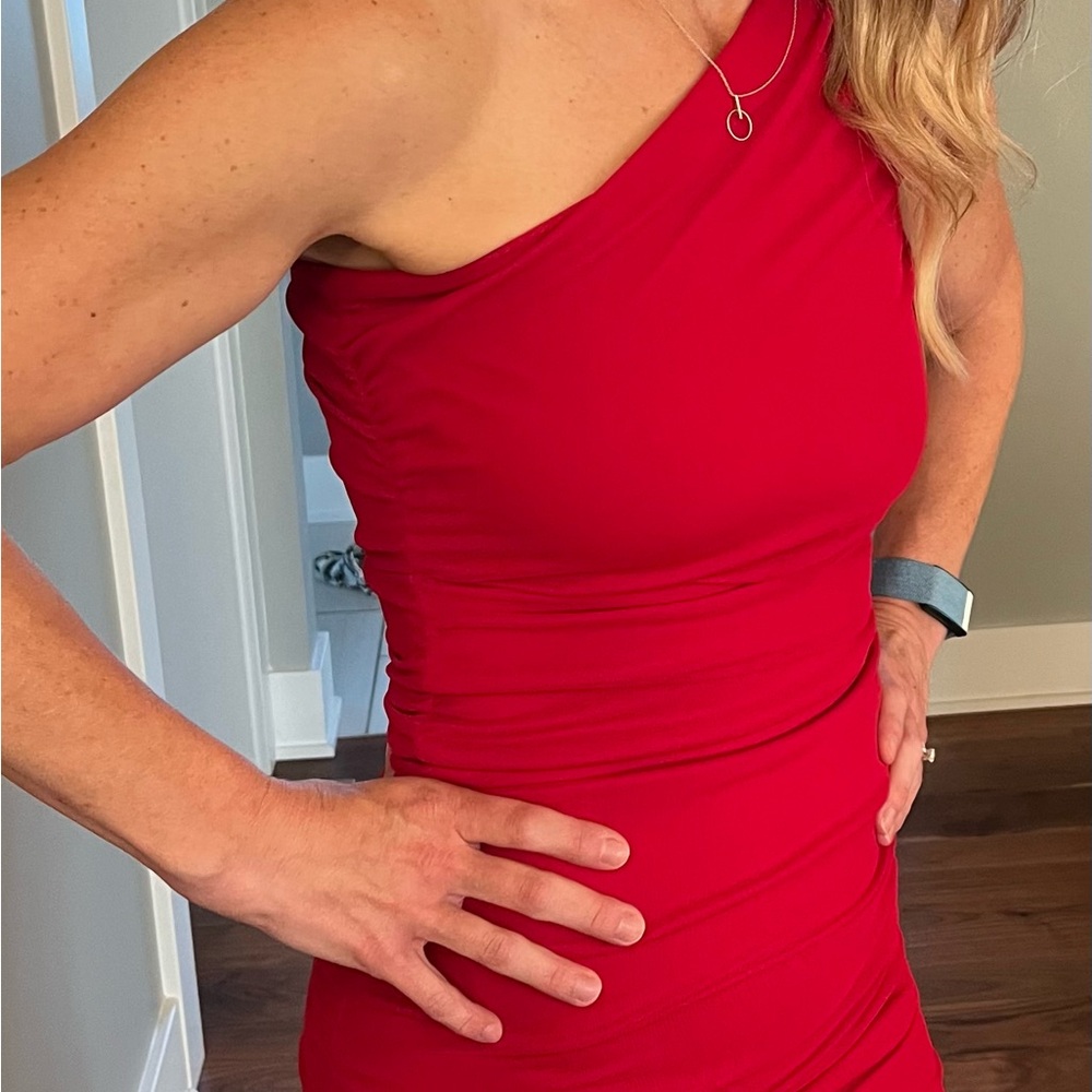 One shoulder rouched dress